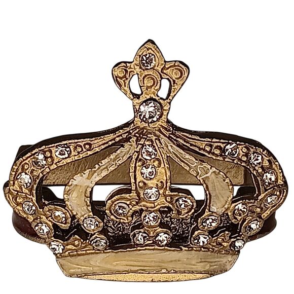 12 Crown Napkin Ring Holders Gold With Rhinestones And Enamel 4 Different Styles - Picture 5 of 13